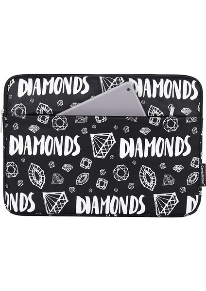 H15-11 Dizüstü Bilgisayar Koruyucu Kol Elmas Desen Fermuar Defter Taşıma Çantası 13 Inç Dizüstü Bilgisayar (Yurt Dışından)