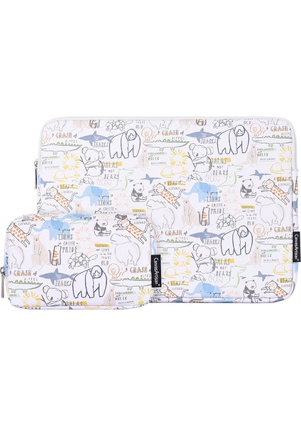 G50-T0111 11 Inç Pu Dizüstü Kılıf Karikatür Hayvan Desen Dizüstü Bilgisayar Fermuar Çantası + Küçük Çanta Seti (Yurt Dışından)