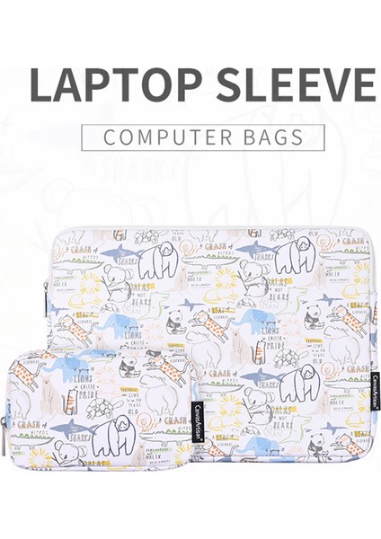 G50-T0111 11 Inç Pu Dizüstü Kılıf Karikatür Hayvan Desen Dizüstü Bilgisayar Fermuar Çantası + Küçük Çanta Seti (Yurt Dışından) fiyatları