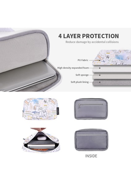 G50-T0111 11 Inç Pu Dizüstü Kılıf Karikatür Hayvan Desen Dizüstü Bilgisayar Fermuar Çantası + Küçük Çanta Seti (Yurt Dışından) modelleri