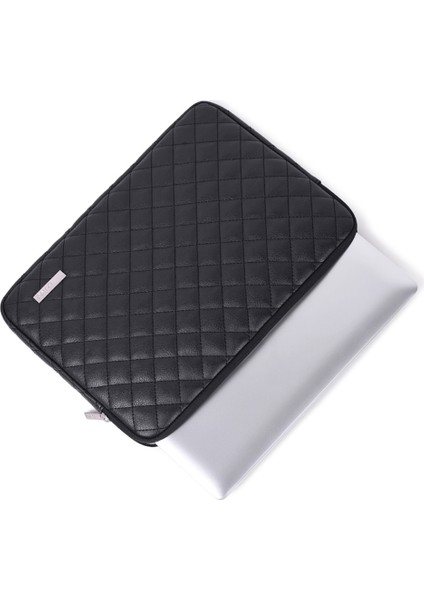 L19-T0421 12 Inç Dizüstü Bilgisayarlar Litchi Doku Rhombus Deseni Için Anti-Çizik Manşon Torbası Küçük Çanta Ile Taşınabilir Ince Kılıf (Yurt Dışından)