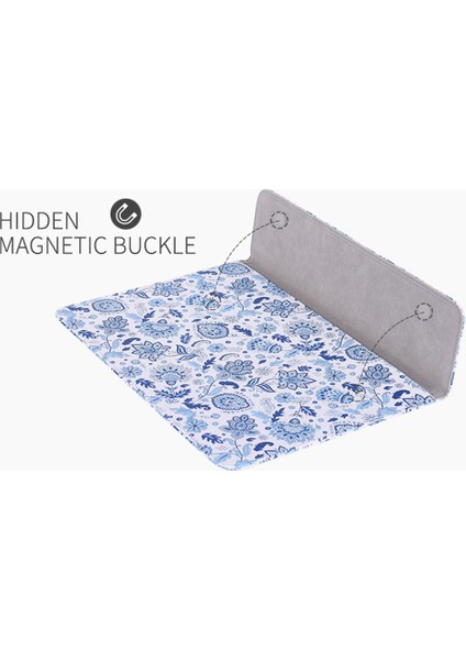 E54-T0111 13 Inç Anti-Çizik Dizüstü Bilgisayar Kolu Açık Mavi Çiçek Deseni Manyetik Kapak Zarfı Defter Taşıma Çantası + Küçük Çanta (Yurt Dışından) indirimleri