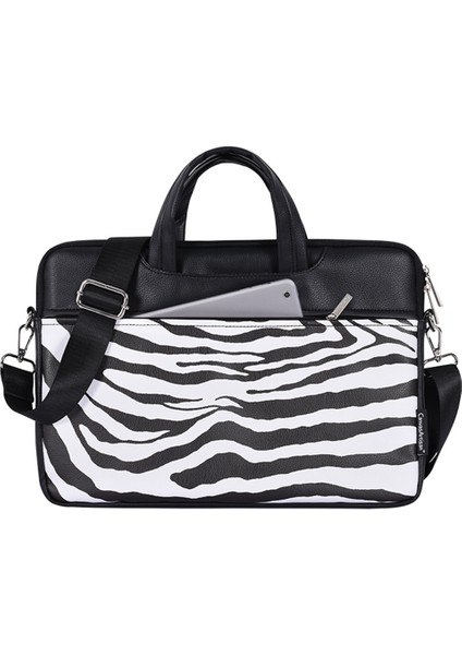 G33-C24 13 "macbook Pu Deri Zebra Desen Zipper Cep Dizüstü Bilgisayar Koşusu Kollu (Yurt Dışından)