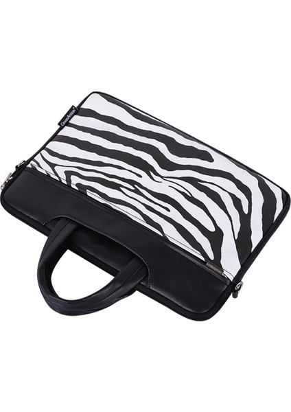 G33-C24 13 "macbook Pu Deri Zebra Desen Zipper Cep Dizüstü Bilgisayar Koşusu Kollu (Yurt Dışından)