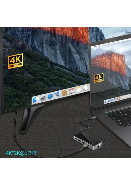 Airsky Type-C To HDMI USB 3.0 RJ45 Usb-C 60W Tf ve Sd Dönüştürücü Hub - AL3575