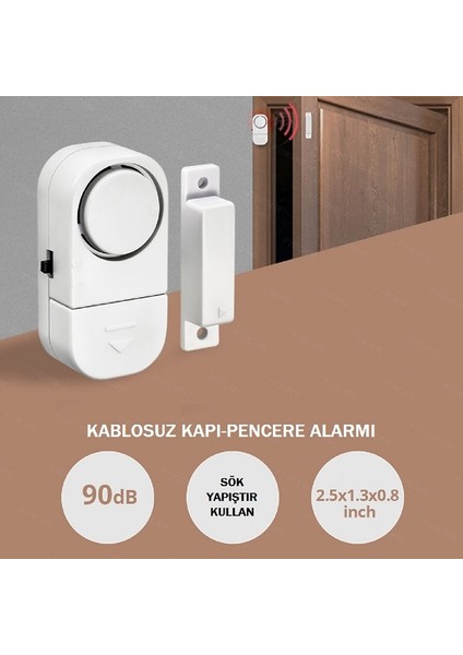 Kapı-Pencere Alarmı, Hırsız Alarmı, Pilli Alarm 4 Adet