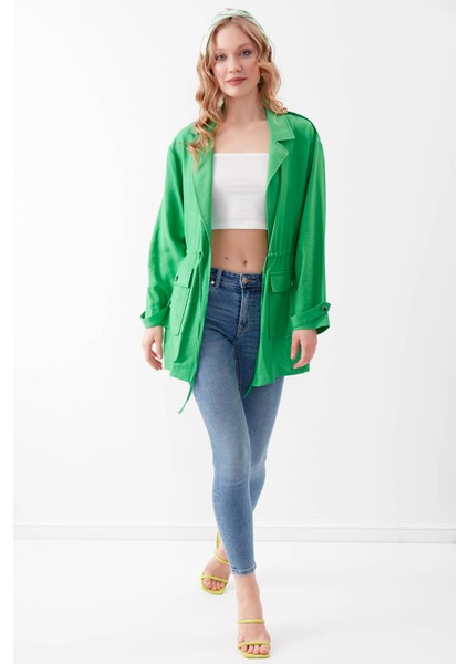 Belden Büzgülü Yakalı Çift Cep Ceket fiyatları