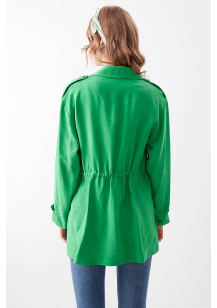 Belden Büzgülü Yakalı Çift Cep Ceket indirimleri