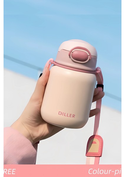 Dıller 420ML Pipetli Askılı Çelik Matara 6 Saat Sıcak/soğuk Tutma Süresi 5 Farklı Renk