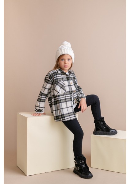 Lana Kürk Detaylı Deri Kız Çocuk Bot Siyah fiyatları