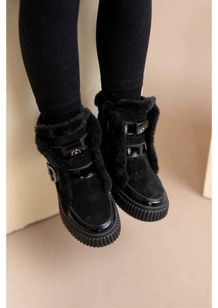 Lana Kürk Detaylı Deri Kız Çocuk Bot Siyah fırsatları