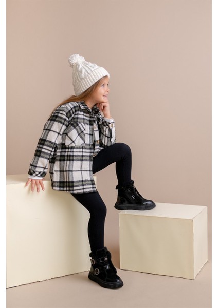 Lana Kürk Detaylı Deri Kız Çocuk Bot Siyah indirimleri