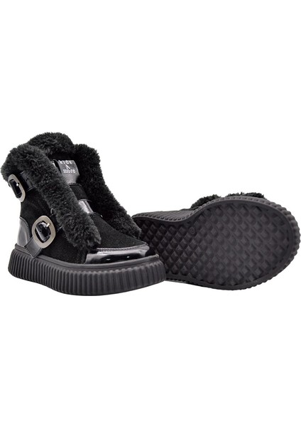 Lana Kürk Detaylı Deri Kız Çocuk Bot Siyah modelleri