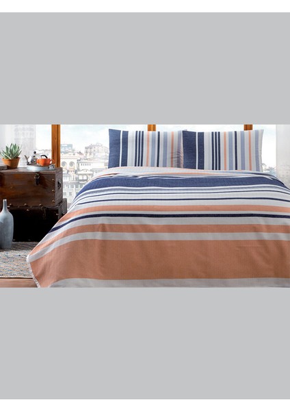 Genç Modası Pike Takımı Cameron Lacivert Tek Kişilik