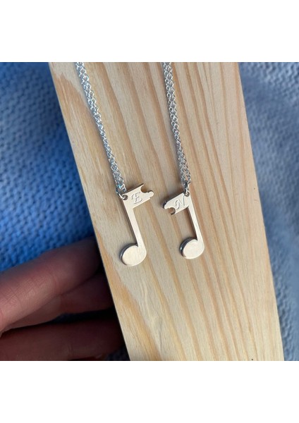 925 Ayar Gümüş Çift Müzik Notası Harf Kolye modelleri