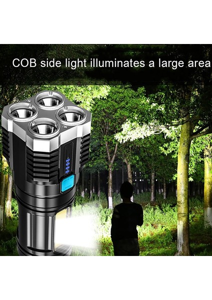 S03 SMD3030+COB Güçlü Işık USB Şarj Edilebilir LED El Feneri (Yurt Dışından)