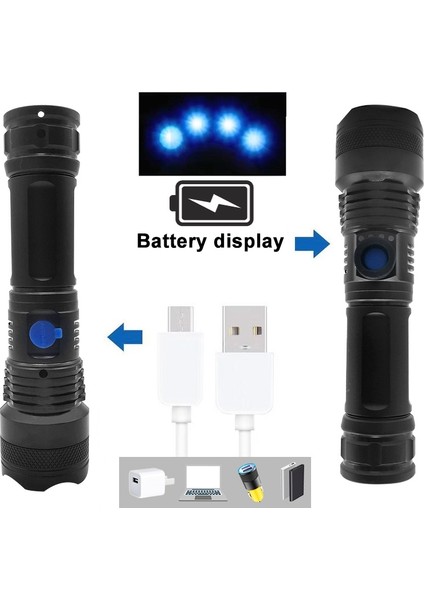 USB Şarj Parlama LED El Feneri (Yurt Dışından)