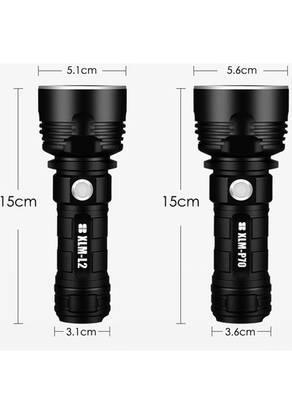 Alüminyum LED El Feneri, Stil: L2 (Pilsiz) (Yurt Dışından)