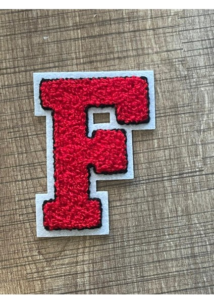 8x6 cm Kırmızı Dokuma F Harfi Aplike Arma Yama Dikiş Aksesuarı