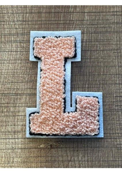 9x6 cm Dokuma Yavruağzı L Harfi Aplike Arma Yama Dikiş Aksesuarı