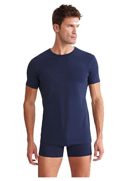 Enzo Bisiklet Yaka Modal Erkek Lacivert Tshirt