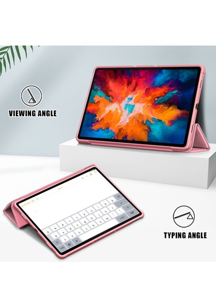 Lenovo Sekmesi Için P11 Pro TB-J716F /J706F Kumaş Doku Pu Kılıf Pembe (Yurt Dışından)