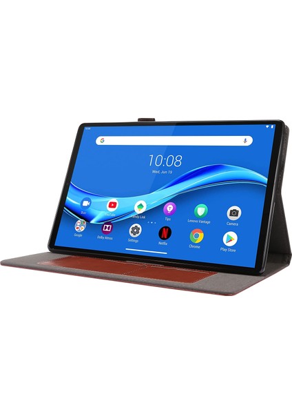 Lenovo M10 Plus 2 Katlı Pu Deri Kasa Gongkeli Renk (Yurt Dışından)