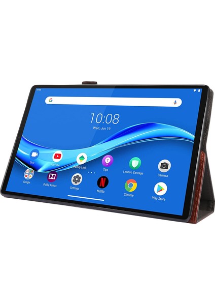 Lenovo M10 Plus 2 Katlı Pu Deri Kasa Gongkeli Renk (Yurt Dışından)