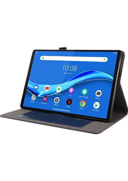 Lenovo M10 Plus 2 Katlı Pu Deri Kılıf Deepblue (Yurt Dışından)