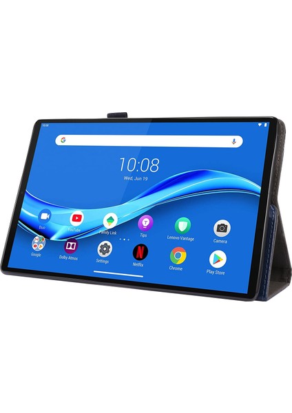 Lenovo M10 Plus 2 Katlı Pu Deri Kılıf Deepblue (Yurt Dışından)