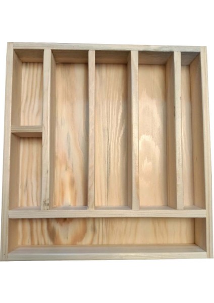 Kaşık Çatal Bıçak Organizer Dogal Ahşap Çekmece Içi Kaşıklık 7 Bölmeli Düzenleyic 28X30 cm