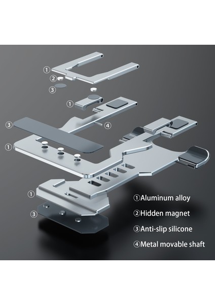 HZ06 Evrensel Katlanabilir Manyetik Pul Alüminyum Alaşımlı Cep Telefonları / Tablet Tutucu (Gümüş) (Yurt Dışından)