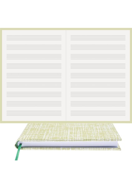 Müzik Defteri - Anahtarsız - %100 El Yapımı, El Dikişi (İplik Dikiş) Kuşe Baskı "Benzersiz Ürün" A/5 Kuş Gold