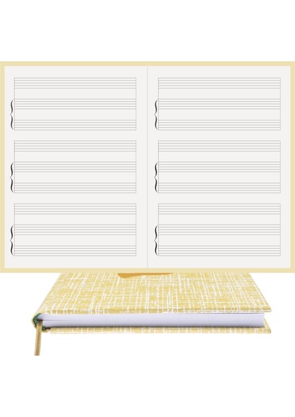 Piyano Nota Defteri - Anahtarsız Üç Basamaklı, Tırnaklı - %100 El Yapımı, El Dikişi (İplik Dikiş) Kuşe Baskı "Benzersiz Ürün" A/5 Kuş Sarı