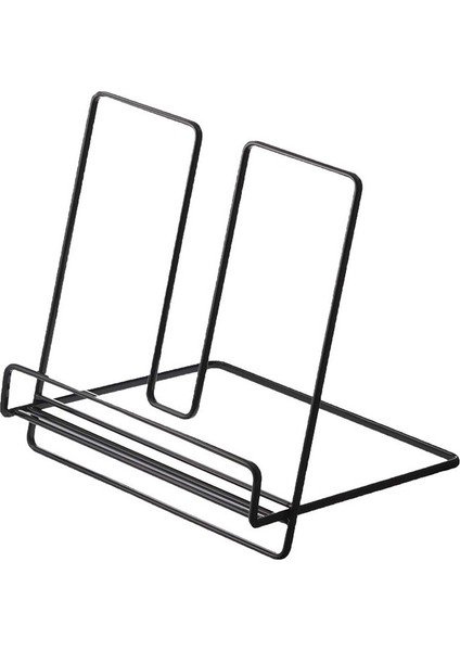 Masaüstü Katlanır Kitaplık Ev Müzik Standı Telefon Tablet Standı (Siyah) (Yurt Dışından)