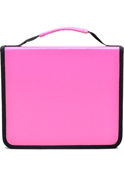 Düz Renkli Büyük Kapasiteli 150 Delikli Kare Pu Kalem Kutusu (Gül Kırmızı) (Yurt Dışından)