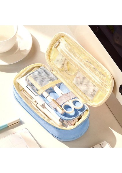 Esnek Kalem Kılıfı Büyük Kapasite Örgü Kalem Kılıfı (Açık Mavi) (Yurt Dışından) fırsatları