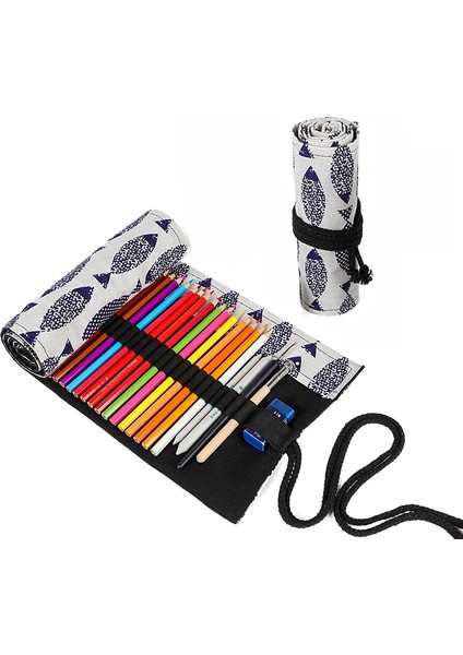 72 Delik Saury El Tuval Kalemi Perde Renk Kurşun Silindir Kalem Çantası Depolama Kırtasiye Kutusu (Yurt Dışından) fiyatları