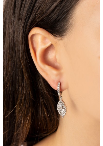 Kadın 925 Ayar Gümüş Baget Taşlı Küpe