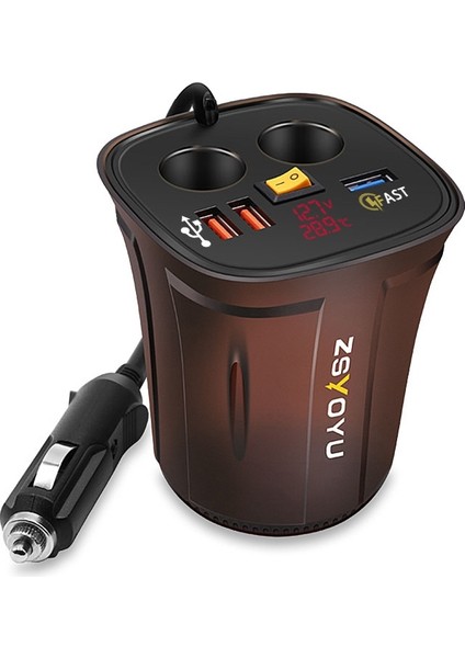 Evrensel Araba Qo3.0 LED Dijital Voltmetre ve Termometre ile Üç Port USB Şarj Güç Çıkışı Adaptörü (Kırmızı Işık) (Yurt Dışından)