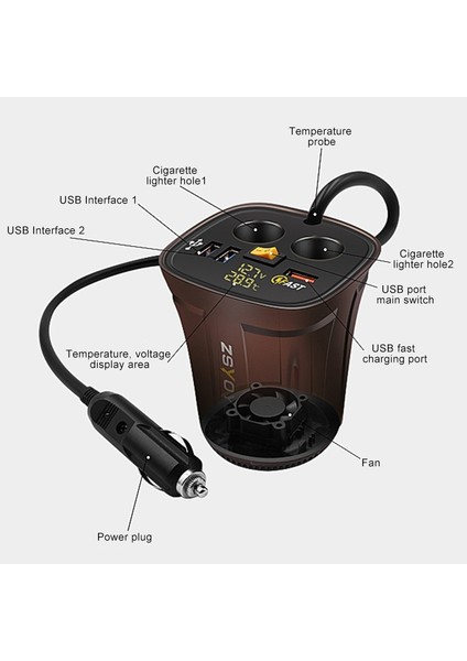 Evrensel Araba Qo3.0 LED Dijital Voltmetre ve Termometre ile Üç Port USB Şarj Güç Çıkışı Adaptörü (Kırmızı Işık) (Yurt Dışından) fiyatları