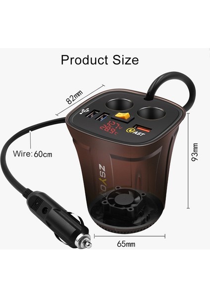 Evrensel Araba Qo3.0 LED Dijital Voltmetre ve Termometre ile Üç Port USB Şarj Güç Çıkışı Adaptörü (Kırmızı Işık) (Yurt Dışından) modelleri