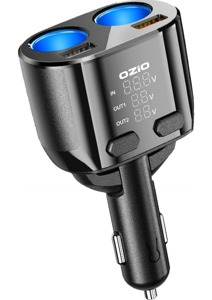 Ozio Araç Şarj Cihazı Çakmak Dönüşüm Fiş USB Hızlı Yanıp Sönen Şarj, Model: CL48Q Siyah (Yurt Dışından)