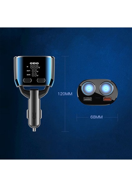 Ozio Araç Şarj Cihazı Çakmak Dönüşüm Fiş USB Hızlı Yanıp Sönen Şarj, Model: CL48Q Siyah (Yurt Dışından) fiyatları