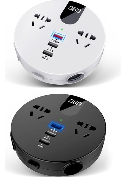 Qc3.0 Araba 12 V 24 V 110 V 220 V Çok Fonksiyonlu Invertör (Beyaz Yuvarlak) (Yurt Dışından) fiyatları