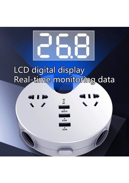 Qc3.0 Araba 12 V 24 V 110 V 220 V Çok Fonksiyonlu Invertör (Beyaz Yuvarlak) (Yurt Dışından) modelleri