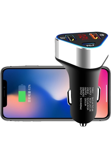 Dijital Ekran Pd + Qc3.0 + 2.4A Araç Şarj Cihazı Tip-C Araç Telefon Şarj Cihazı (Safir Mavi) (Yurt Dışından) fiyatları