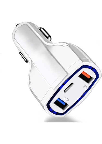 2 Adet Qc3.0 Hızlı Şarj Araç Şarj 3.5A Çift USB ile Tip-C Arabirim Çıkışı ile Araç Şarj Cihazı (Beyaz) (Yurt Dışından) modelleri