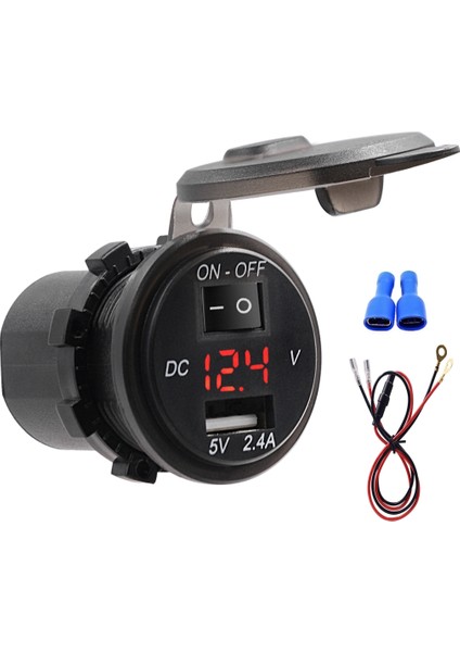 LED Dijital Voltmetre ile USB Şarj Güç Çıkışı Adaptörü (Kırmızı Işık) (Yurt Dışından)