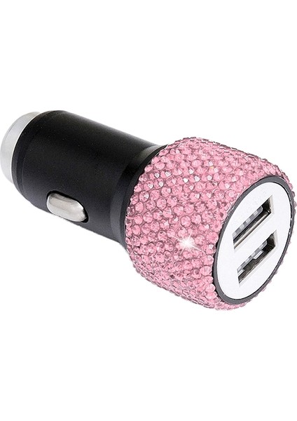 Elmas Araba Çift USB Şarj Cep Telefonu Güvenlik Çekiç Şarj Cihazı (Pembe) (Yurt Dışından)